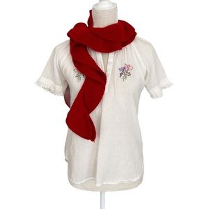 White Vintage Peasant Blouse Size 2 Hand Embroidered Cottage Couture